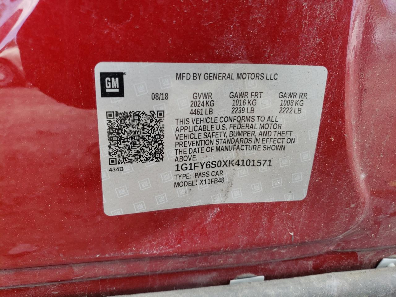 1G1FY6S0XK4101571 2019 Chevrolet Bolt Ev Lt