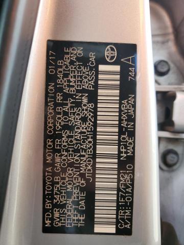 2017 Toyota Prius C VIN: JTDKDTB30H1592978 Lot: 60448324