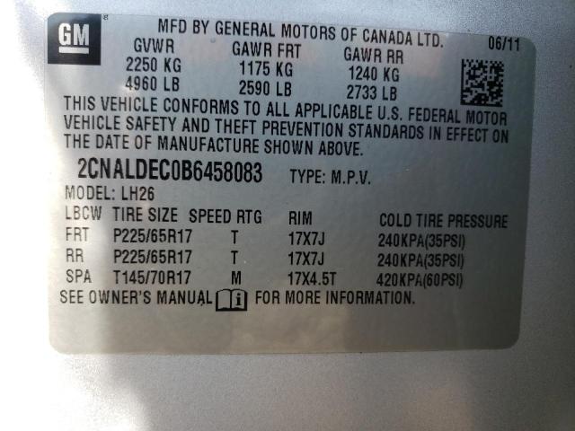 2011 Chevrolet Equinox Lt VIN: 2CNALDEC0B6458083 Lot: 62651524