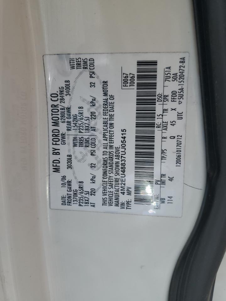 4M2EU48837UJ05415 2007 Mercury Mountaineer Premier