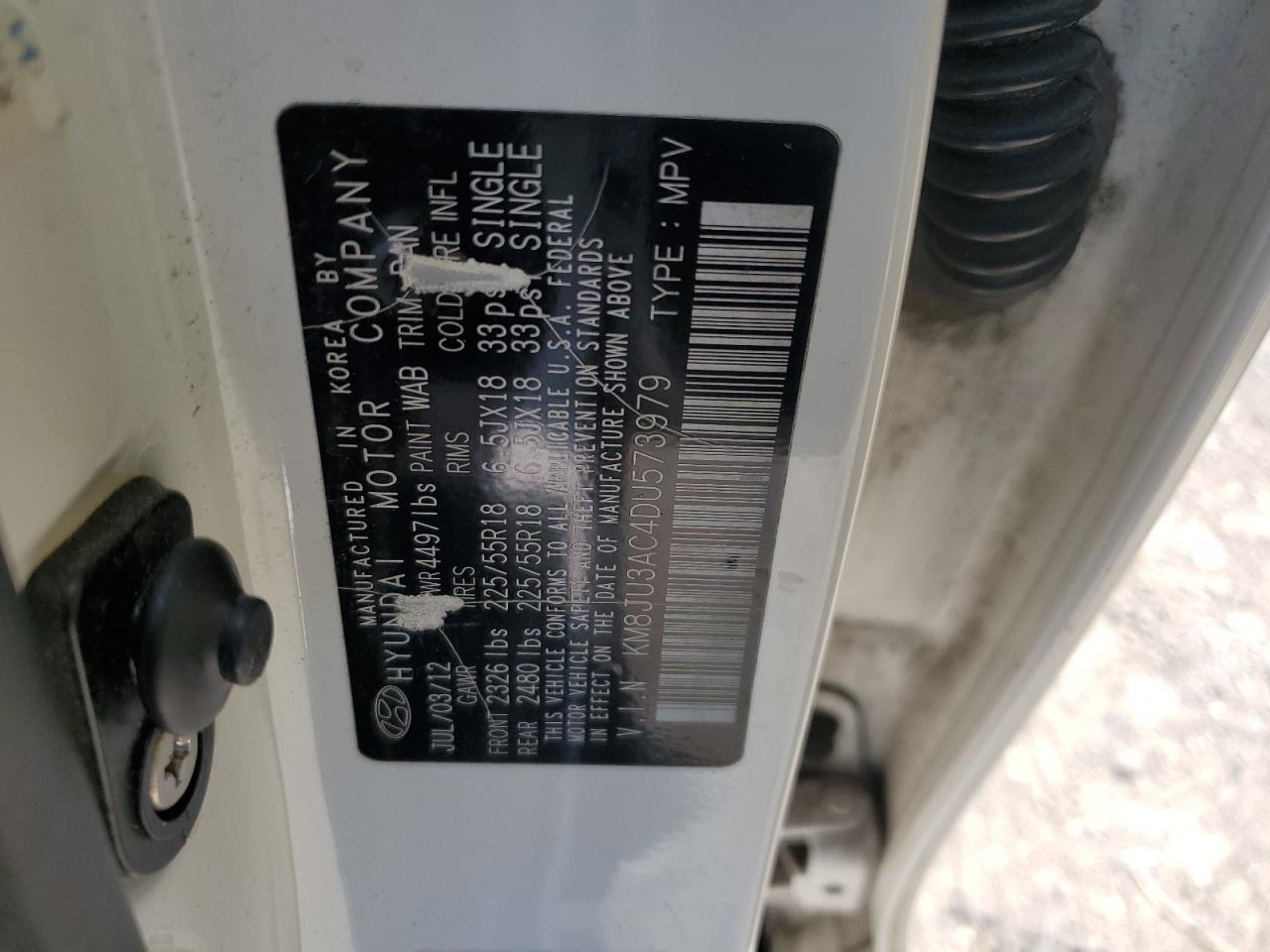 KM8JU3AC4DU573979 2013 Hyundai Tucson Gls