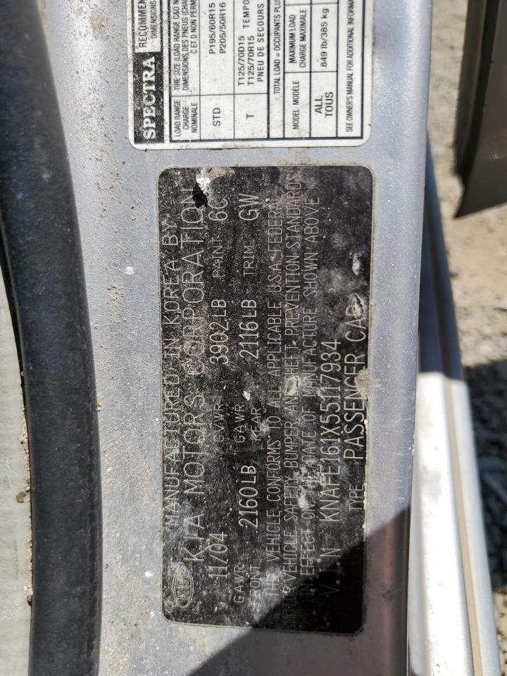 KNAFE161X55117934 2005 Kia Spectra5