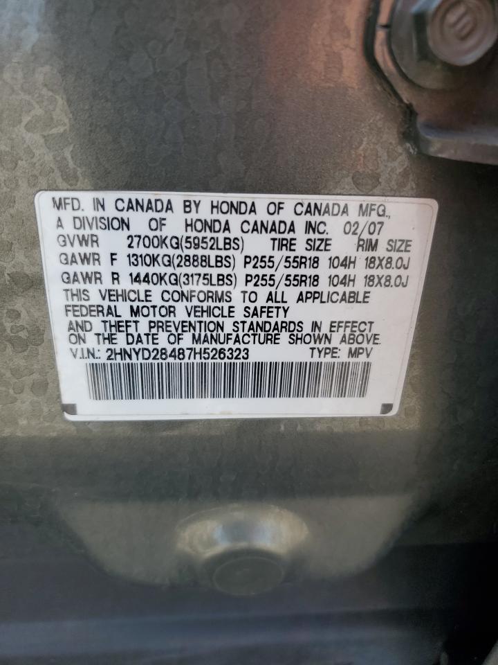 2HNYD28487H526323 2007 Acura Mdx Technology