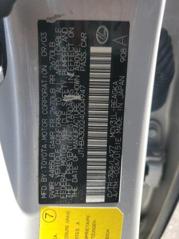 2004 Lexus Es 330 VIN: JTHBA30G240004947 Lot: 61221804