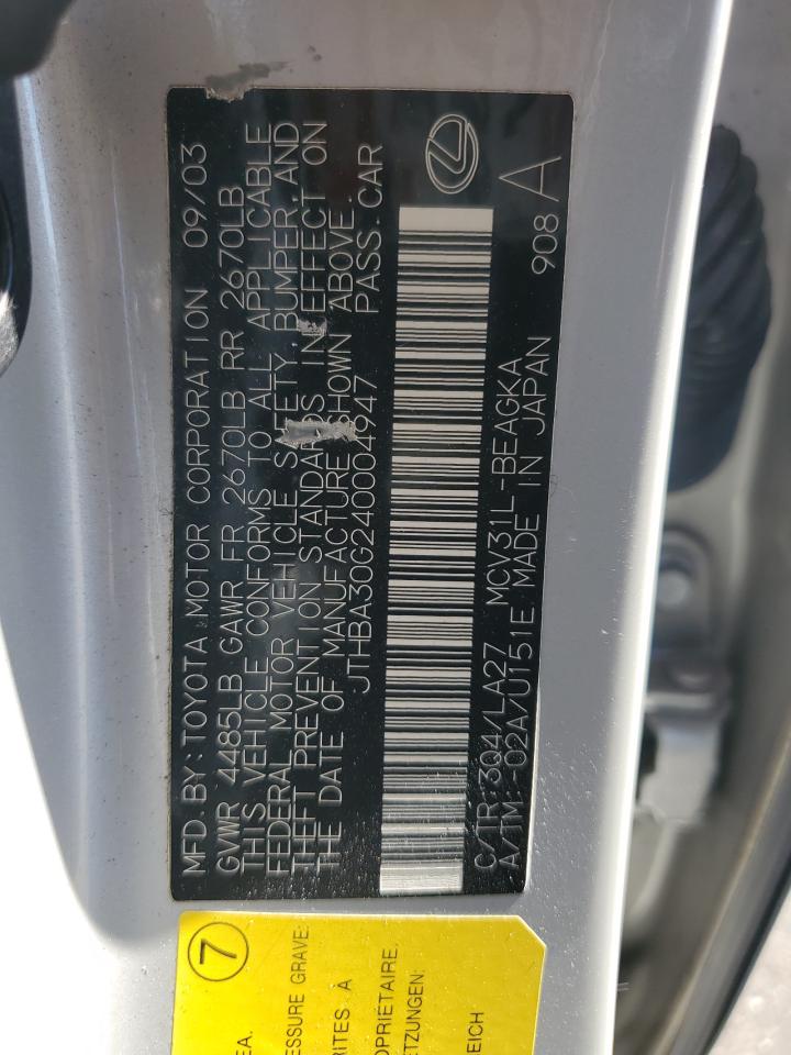 JTHBA30G240004947 2004 Lexus Es 330