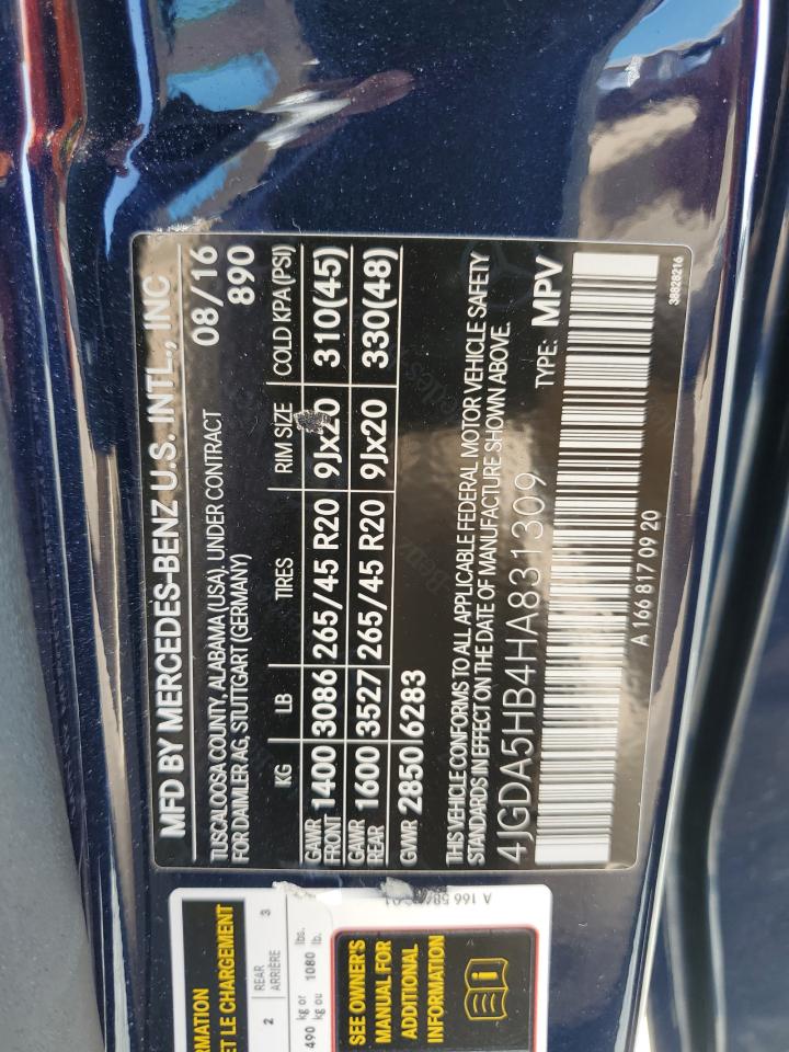 4JGDA5HB4HA831309 2017 Mercedes-Benz Gle 350 4Matic