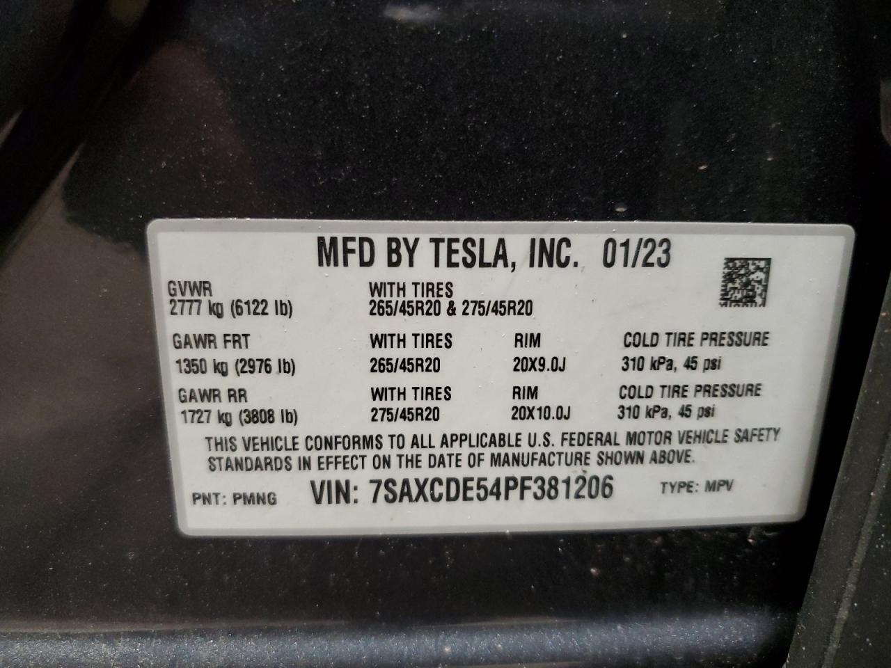 7SAXCDE54PF381206 2023 Tesla Model X