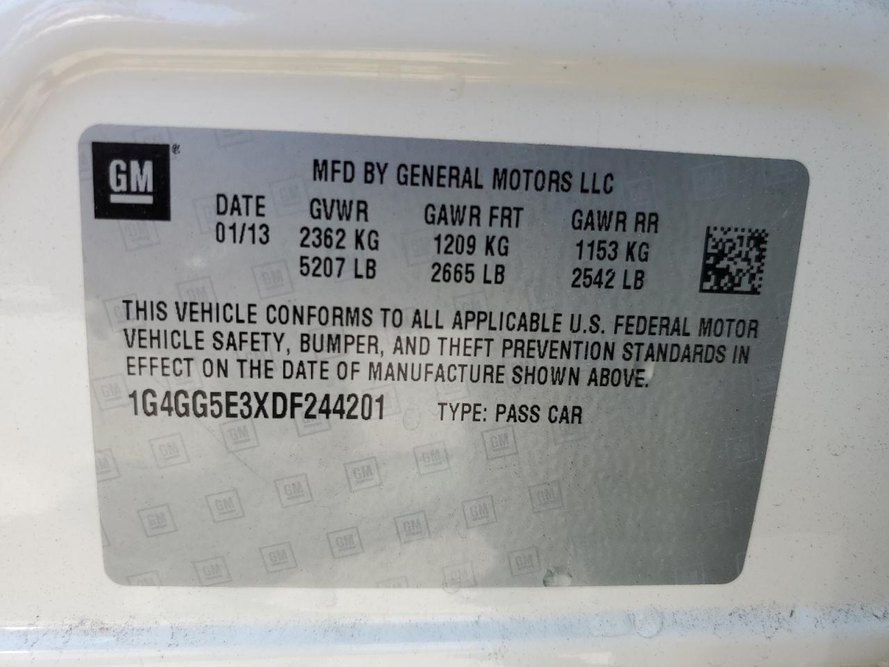 1G4GG5E3XDF244201 2013 Buick Lacrosse Premium