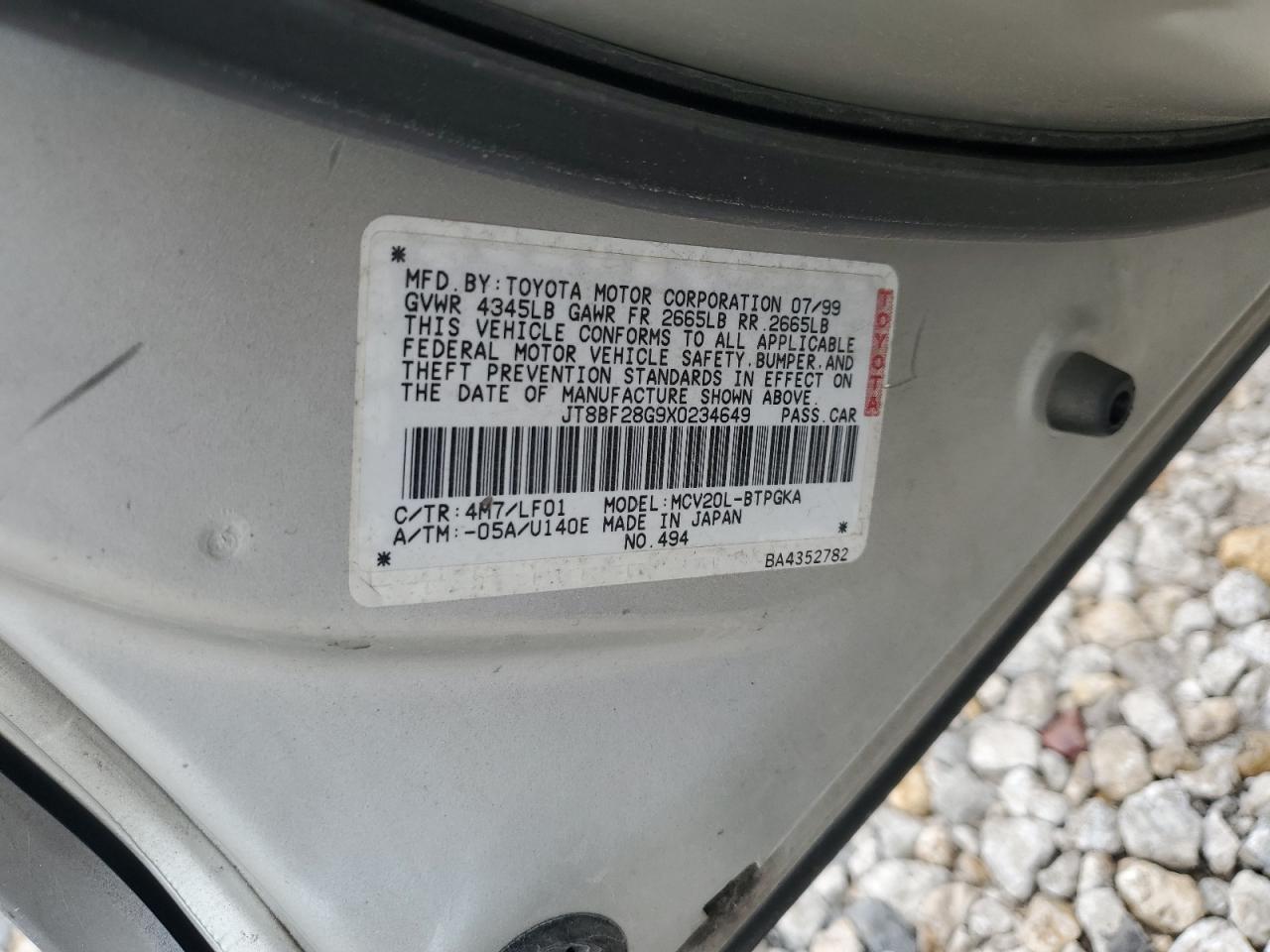 JT8BF28G9X0234649 1999 Lexus Es 300