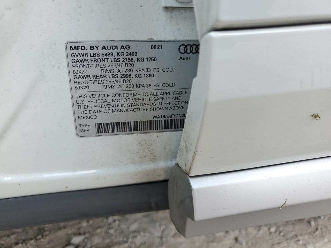 WA16AAFY2N2010562 2022 Audi Q5 Sportback Prestige 45