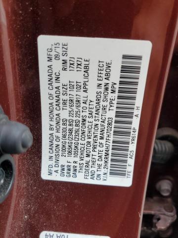 VIN 2HKRM4H77FH702803 2015 Honda CR-V, Exl no.13