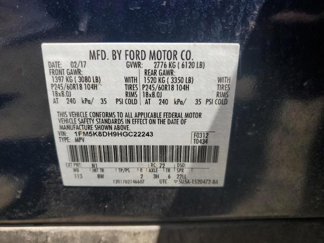 2017 FORD EXPLORER X - 1FM5K8DH9HGC22243