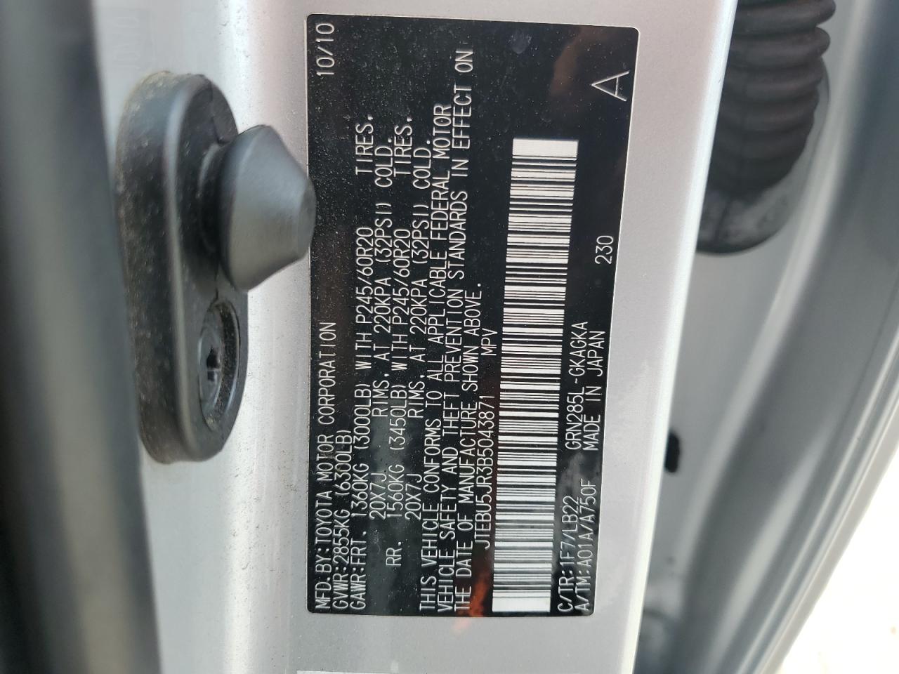 JTEBU5JR3B5043871 2011 Toyota 4Runner Sr5