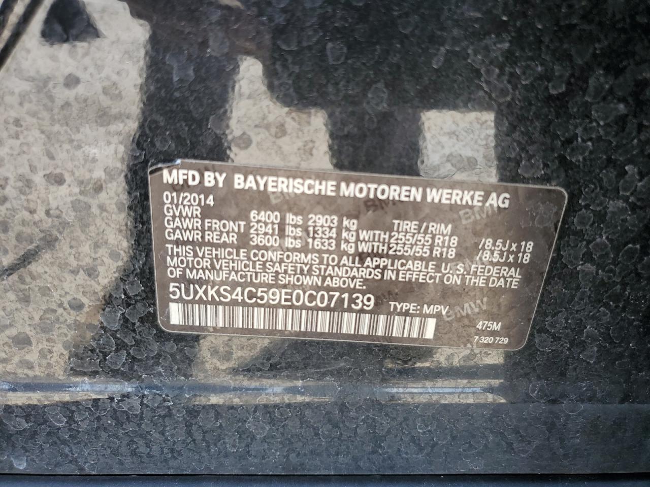 5UXKS4C59E0C07139 2014 BMW X5 xDrive35D