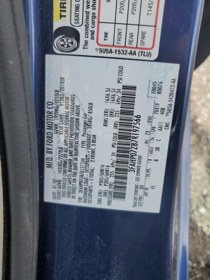 3FAHP07Z87R197566 2007 Ford Fusion Se
