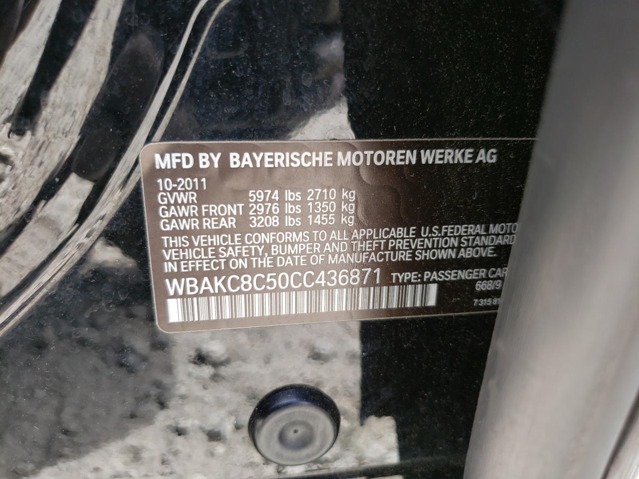 WBAKC8C50CC436871 2012 BMW 750 Lxi