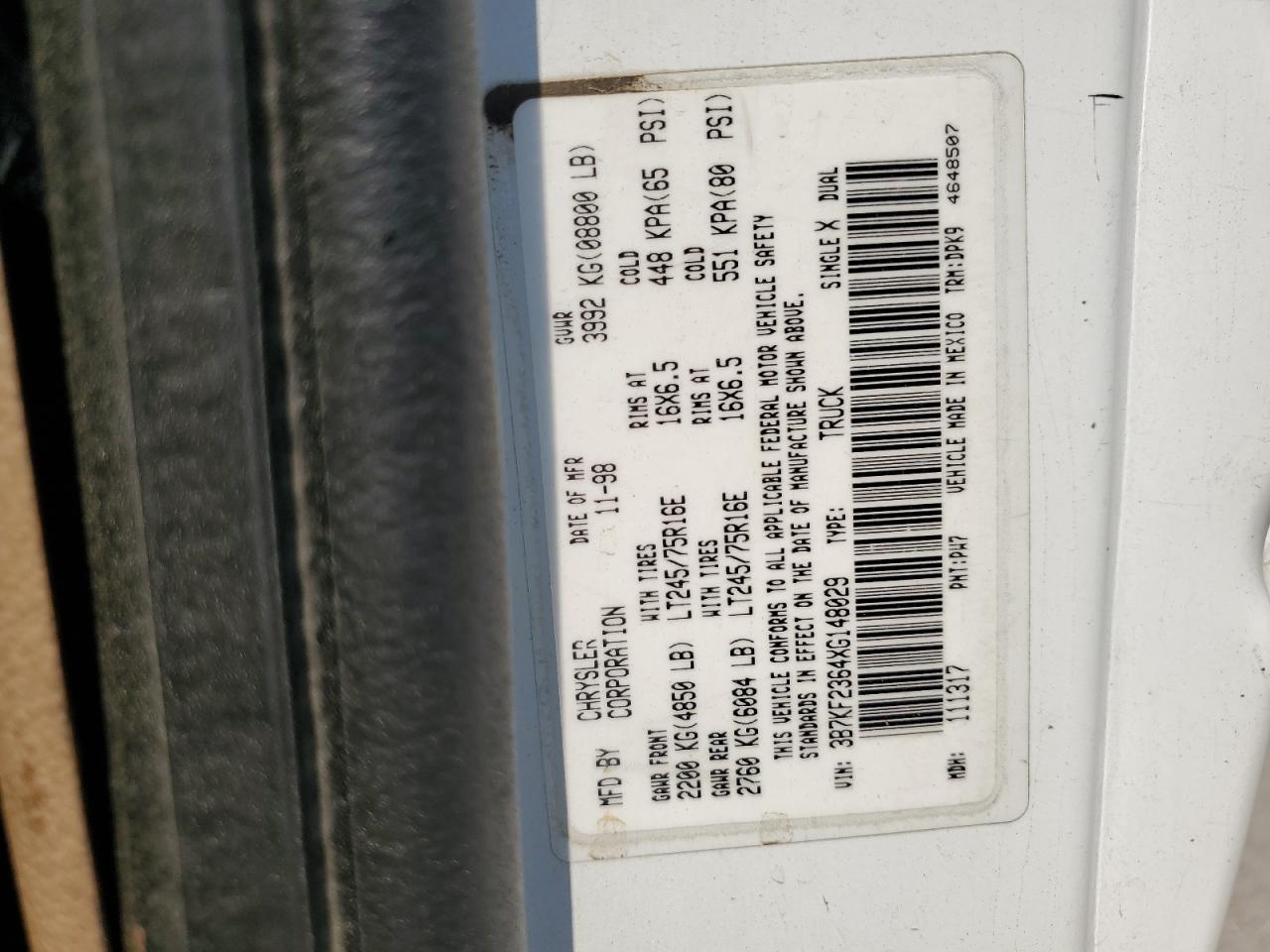 3B7KF2364XG148029 1999 Dodge Ram 2500