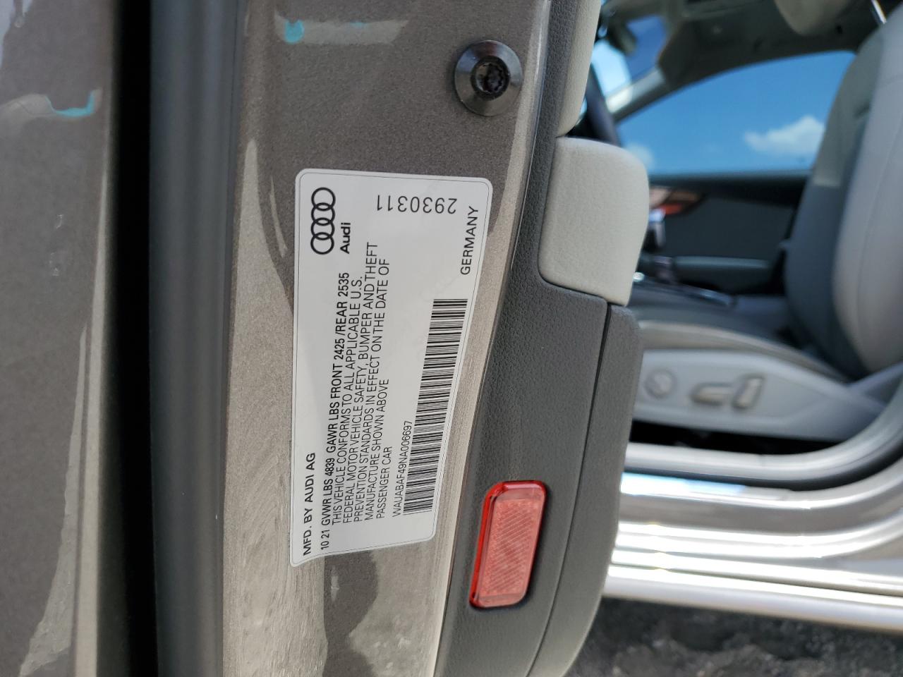 WAUABAF49NA006697 2022 Audi A4 Premium 40