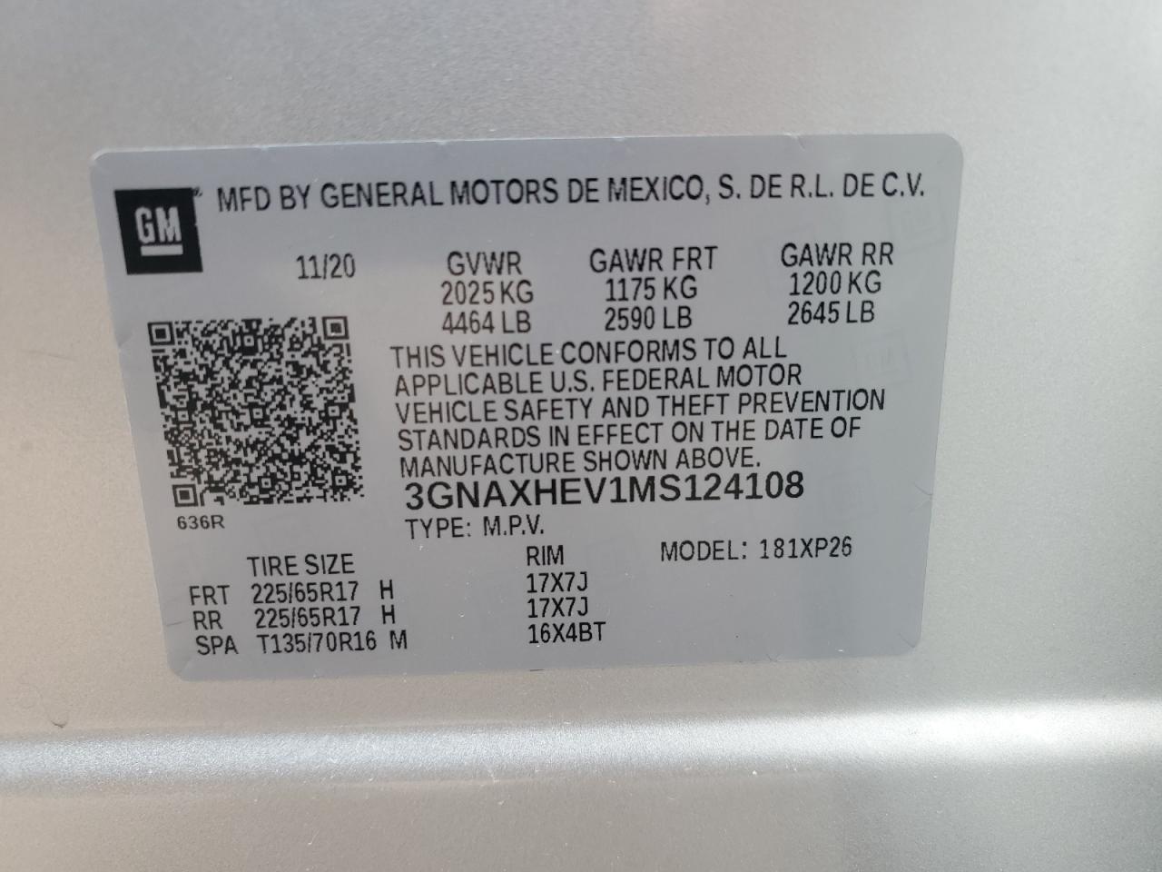 2021 Chevrolet Equinox Ls vin: 3GNAXHEV1MS124108