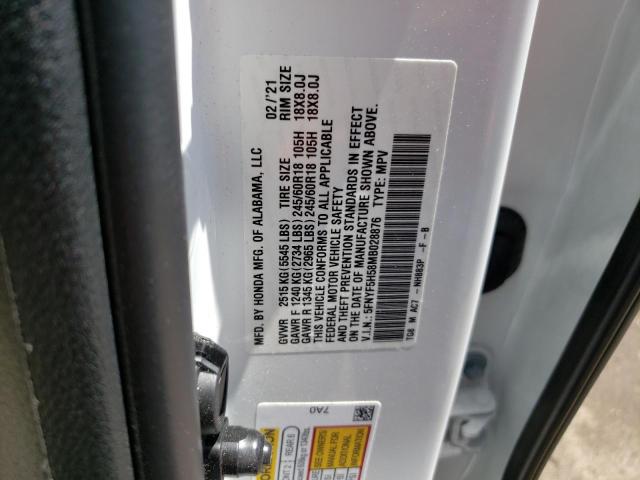 2021 HONDA PILOT EXL - 5FNYF5H58MB028876