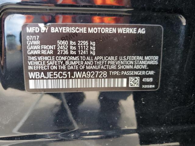 VIN WBAJE5C51JWA92728 2018 BMW 5 Series, 540 I no.12