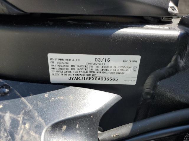 2016 YAMAHA YZFR6 JYARJ16EXGA036565