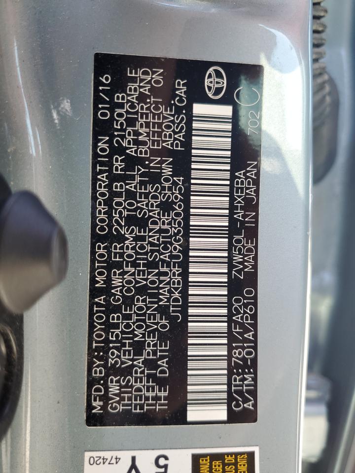 JTDKBRFU9G3506954 2016 Toyota Prius