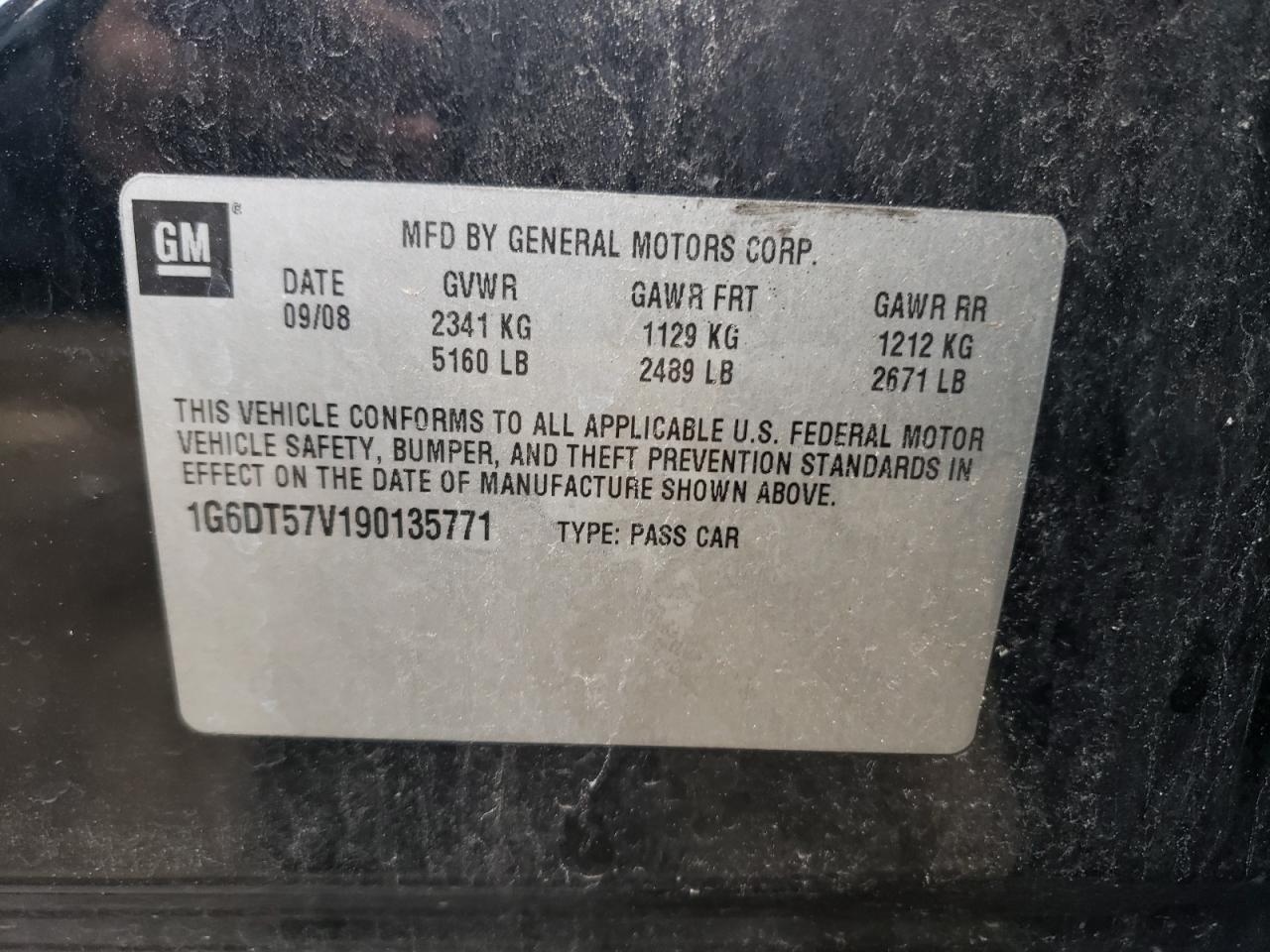 1G6DT57V190135771 2009 Cadillac Cts Hi Feature V6