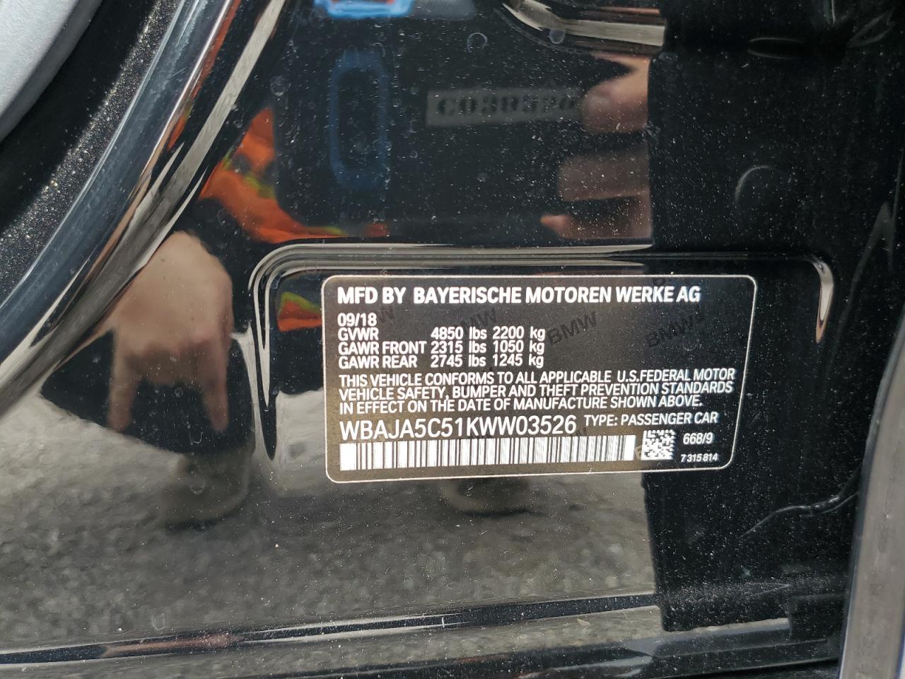 WBAJA5C51KWW03526 2019 BMW 530 I