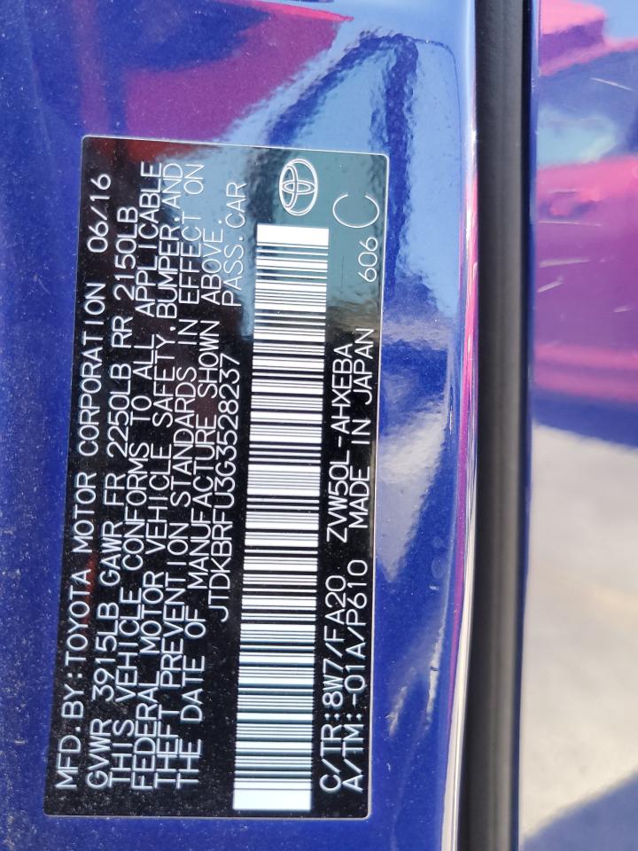 JTDKBRFU3G3528237 2016 Toyota Prius