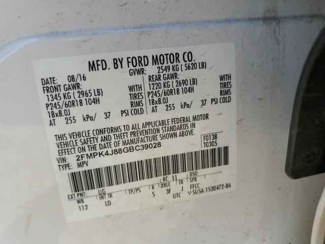 2016 Ford Edge Sel VIN: 2FMPK4J88GBC39028 Lot: 61633384