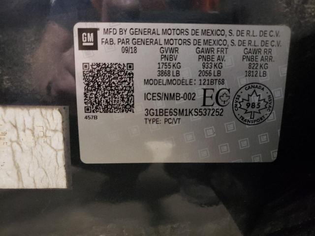 2019 CHEVROLET CRUZ - 3G1BE6SM1KS537252