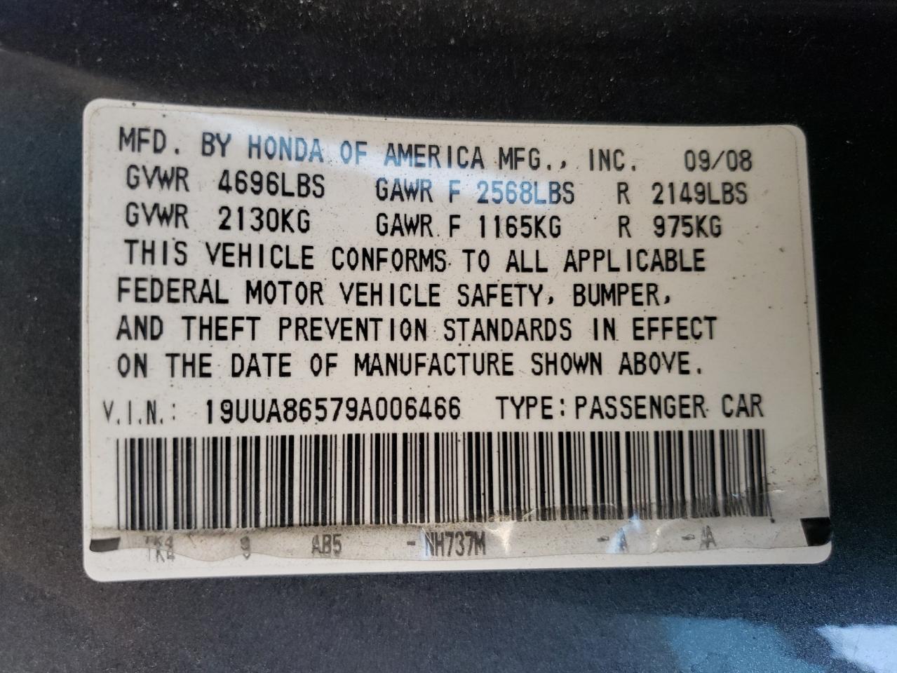 19UUA86579A006466 2009 Acura Tl