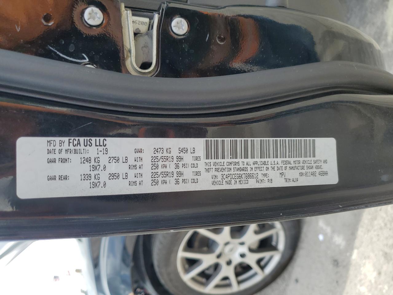 3C4PDCEG6KT686612 2019 Dodge Journey Gt