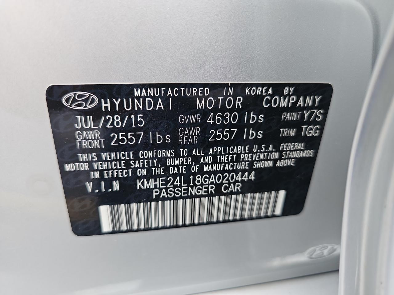 2016 Hyundai Sonata Hybrid vin: KMHE24L18GA020444