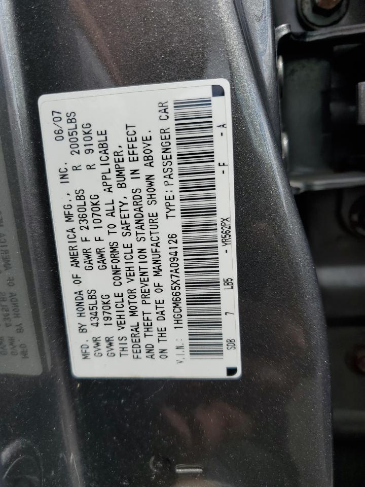 1HGCM665X7A094126 2007 Honda Accord Ex