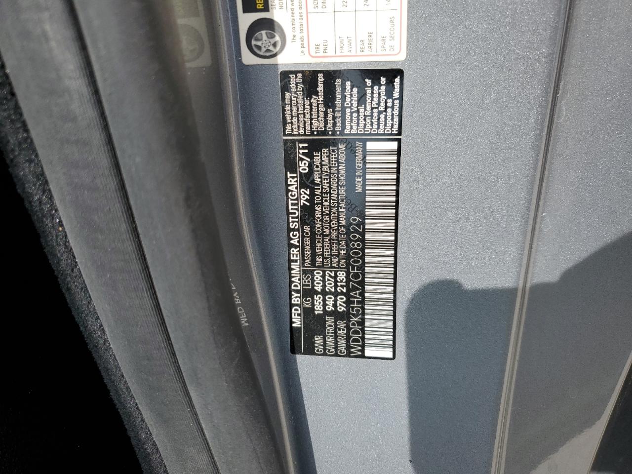 WDDPK5HA7CF008929 2012 Mercedes-Benz Slk 350