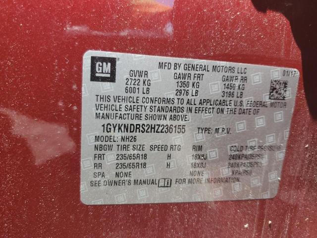 2017 Cadillac Xt5 Luxury VIN: 1GYKNDRS2HZ236155 Lot: 60757454