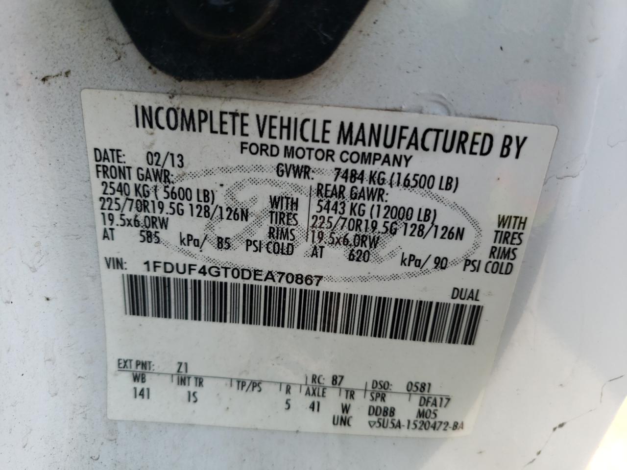 1FDUF4GT0DEA70867 2013 Ford F450 Super Duty