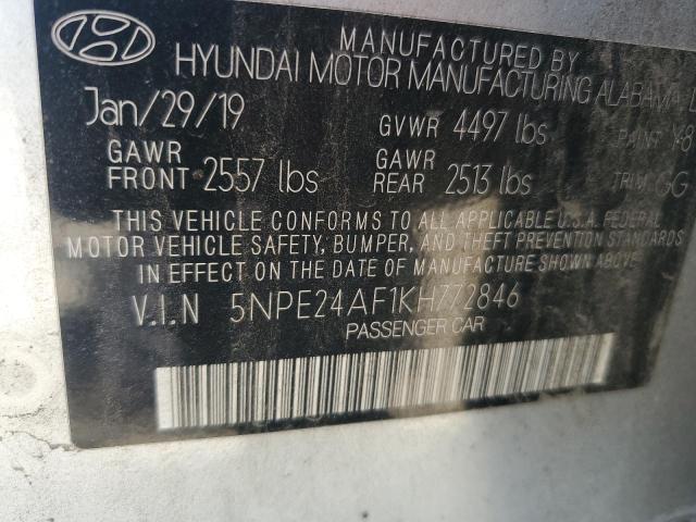 2019 Hyundai Sonata Se VIN: 5NPE24AF1KH772846 Lot: 62178564