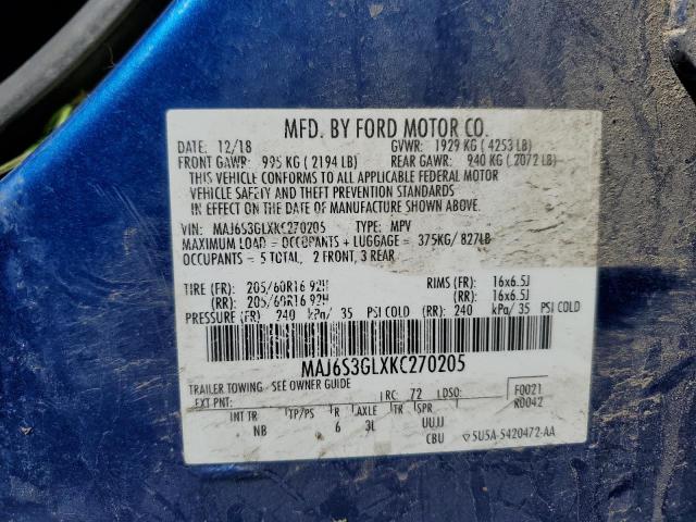 2019 FORD ECOSPORT S - MAJ6S3GLXKC270205