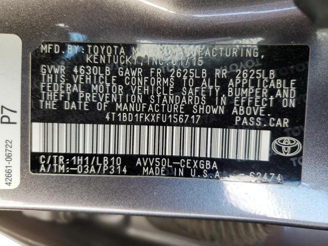 VIN 4T1BD1FKXFU156717 2015 Toyota Camry, Hybrid no.13