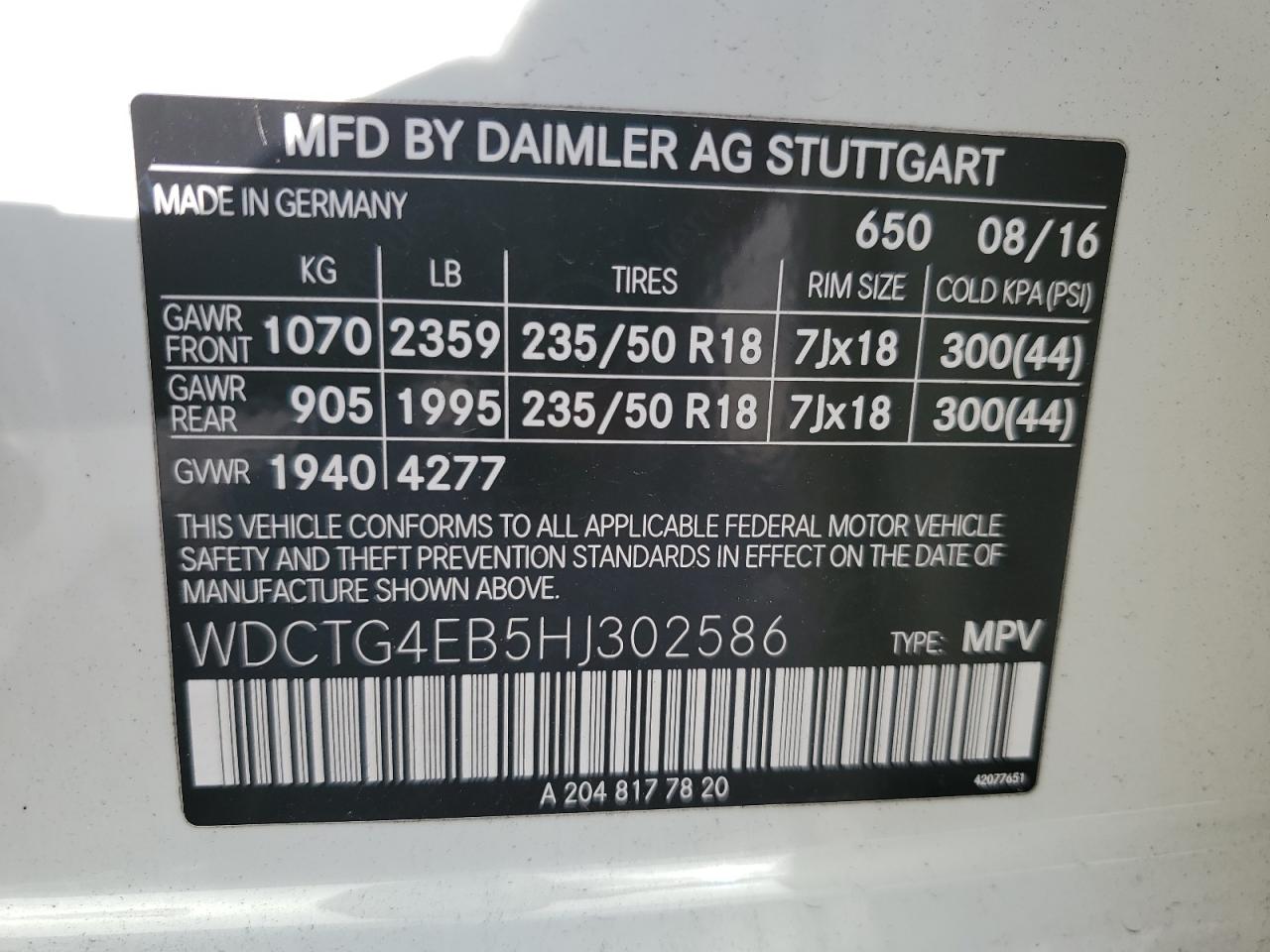 WDCTG4EB5HJ302586 2017 Mercedes-Benz Gla 250