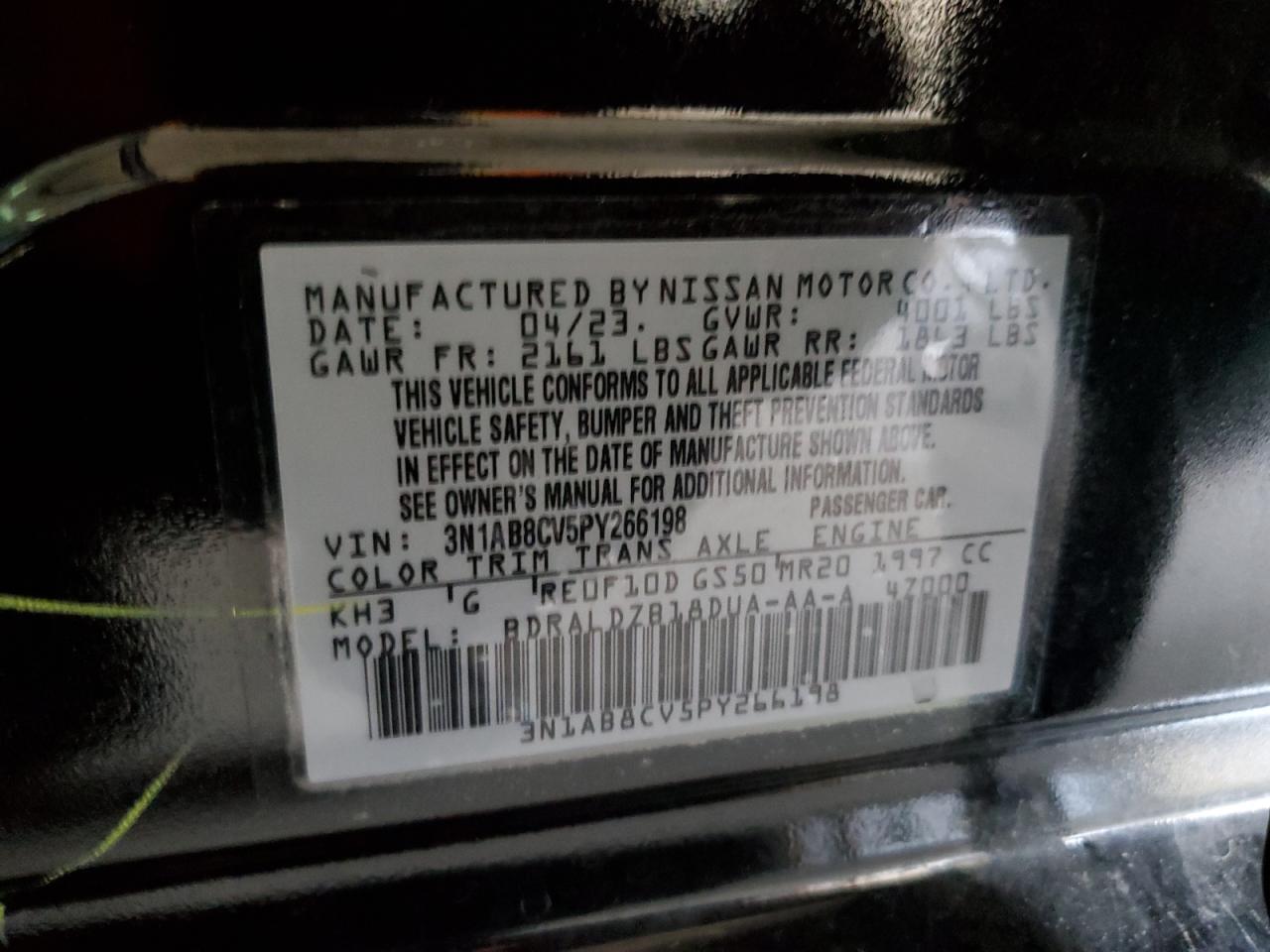 3N1AB8CV5PY266198 2023 Nissan Sentra Sv