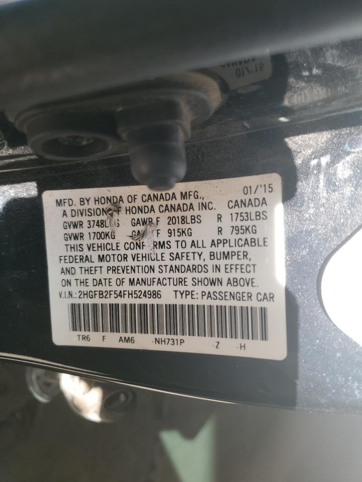 2HGFB2F54FH524986 2015 Honda Civic Lx 2HGFB2F54FH524986 2015 Honda Civic Lx