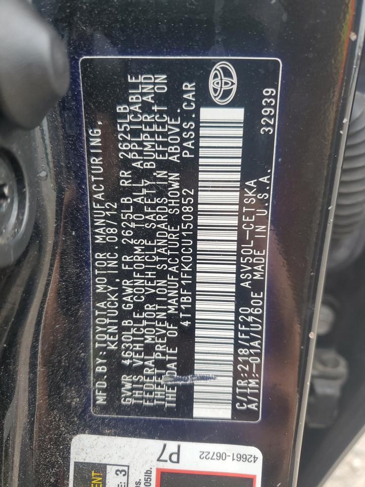 4T1BF1FK0CU150852 2012 Toyota Camry Base