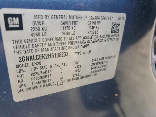 2017 CHEVROLET EQUINOX LT - 2GNALCEK2H6188232