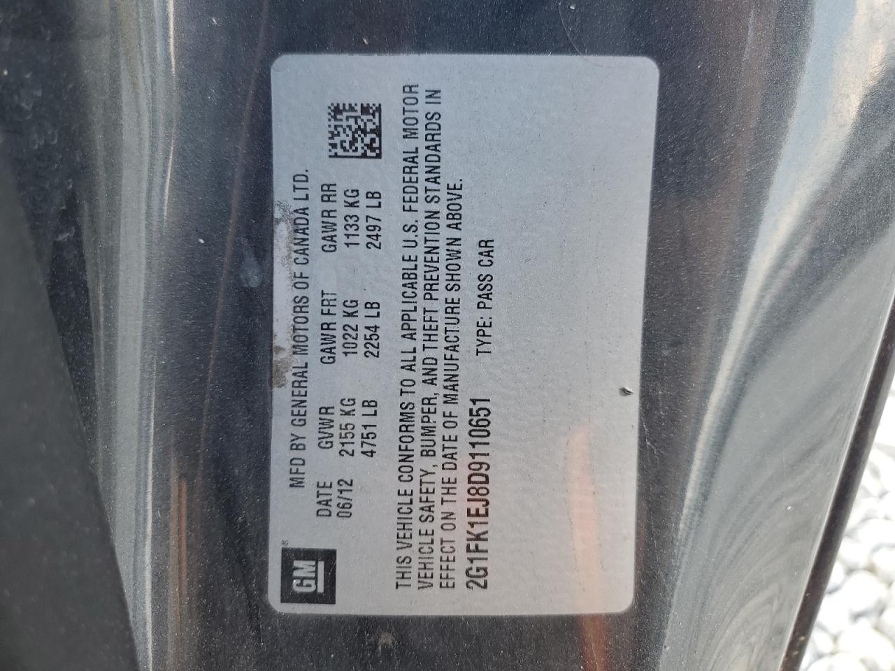 2G1FK1EJ8D9110651 2013 Chevrolet Camaro 2Ss