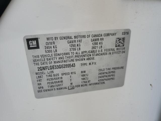 2016 CHEVROLET EQUINOX LT - 2GNFLGE33G6289543