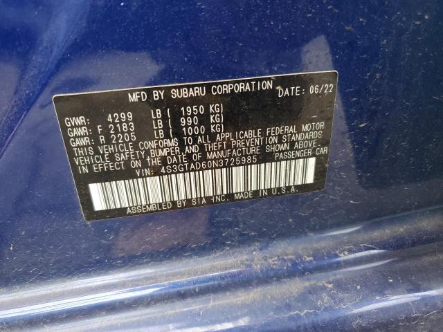 2022 Subaru Impreza Premium VIN: 4S3GTAD60N3725985 Lot: 61513824